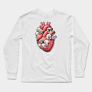 Adorable dog lover Anatomical Heart artwork Long Sleeve T-Shirt